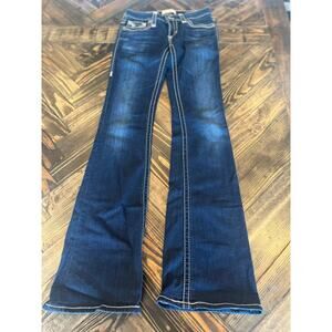 Big Star Sweet Flare Jeans Women 26 Long Cowgirl Western Y2K Thick Stitch Aztec